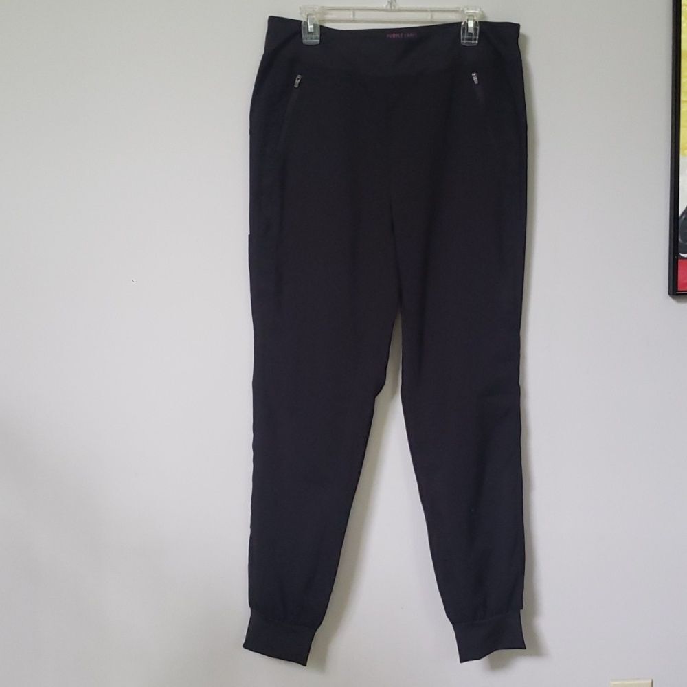 Purple Label Yoga Healing Hands Scrub Pants Womens Large Tall Tara Jogger Black